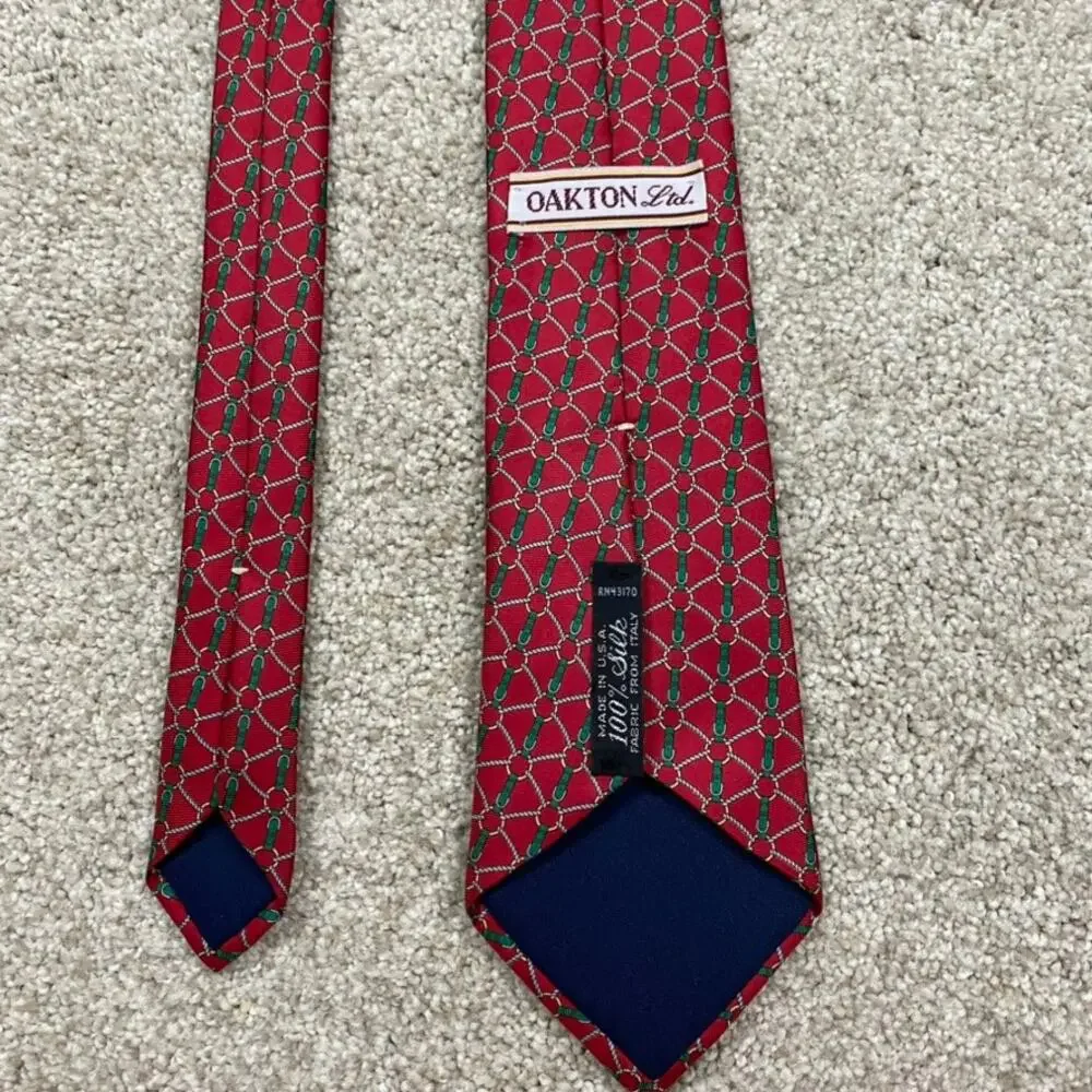 Vintage Oakton LTD Tie Mens Horse Bit Equestrian Silk Preppy Formal Wedding